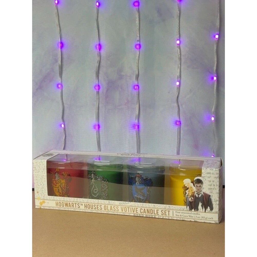 Harry Potter Hogwarts Houses Glass Votive Candle Set 4pc New